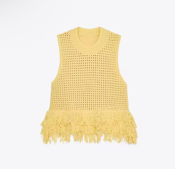 Shanda knitted tassel top