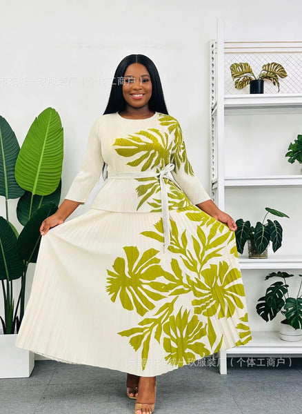 Virlincia pleated skirt set