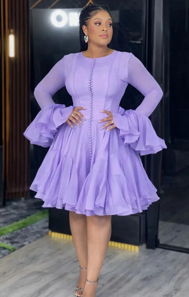 Yemurai long sleeve ruffle mini dress