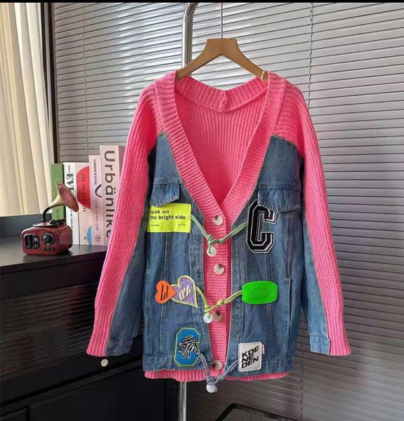 Haideey denim knit cardigan