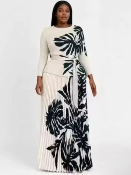 Virlincia pleated skirt set