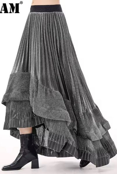 Evangeline velvet High low skirt