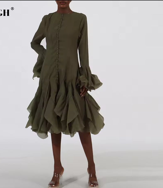 Yemurai long sleeve ruffle mini dress