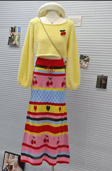 Jolleene knitted summer skirt set
