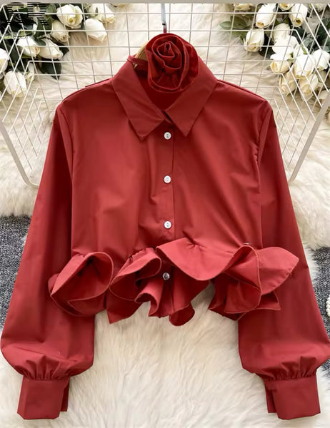 Danika ruffle hem blouse