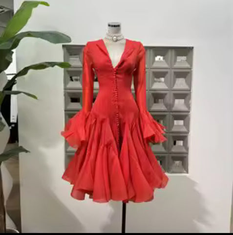 Yemurai long sleeve ruffle mini dress
