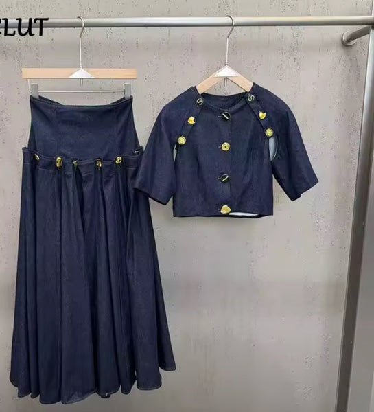 Tashina denim skirt set