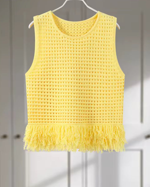 Shanda knitted tassel top