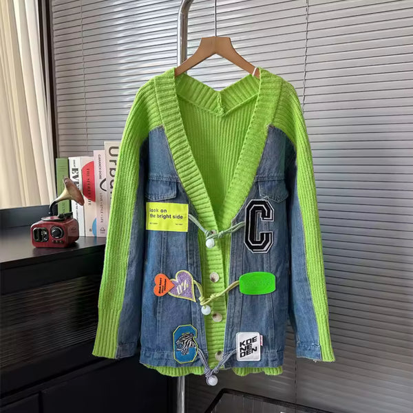 Haideey denim knit cardigan