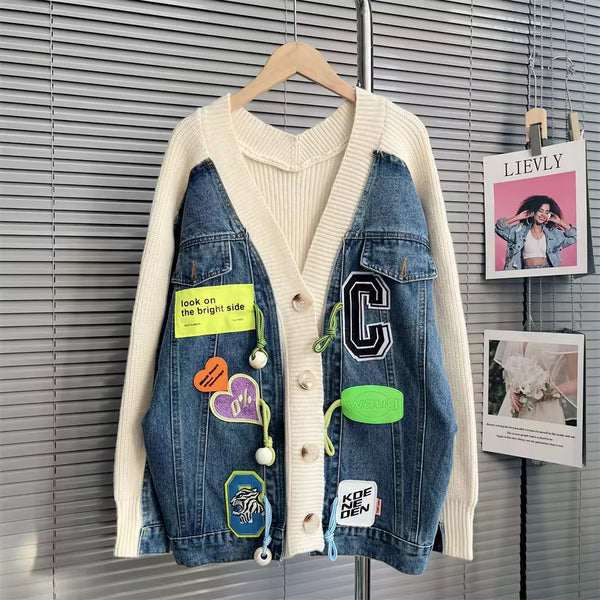 Haideey denim knit cardigan