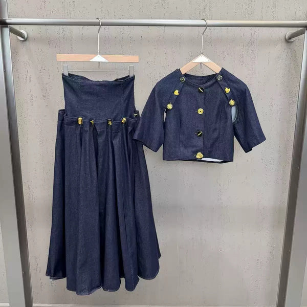 Tashina denim skirt set