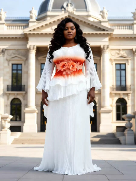 Klaudinne ruffle layer dress with lace belt