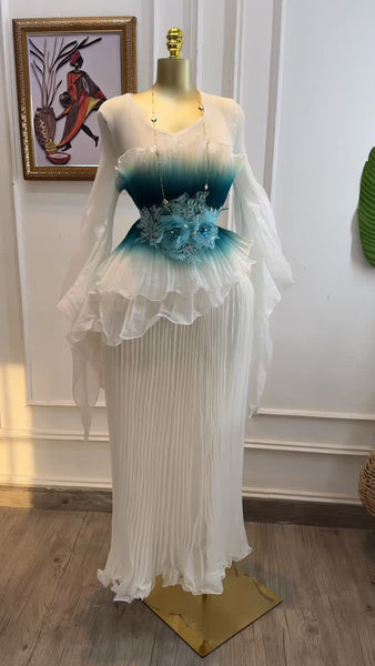 Klaudinne ruffle layer dress with lace belt