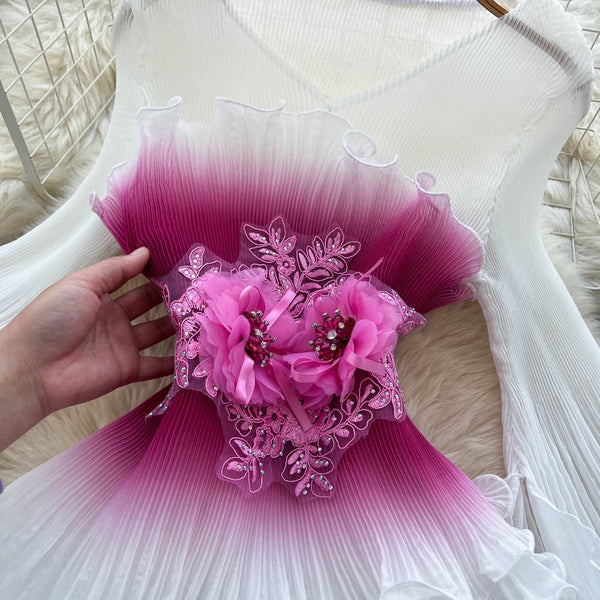 Klaudinne ruffle layer dress with lace belt