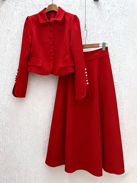 Eira Peter Pan Collar Jacket and Skirt Set