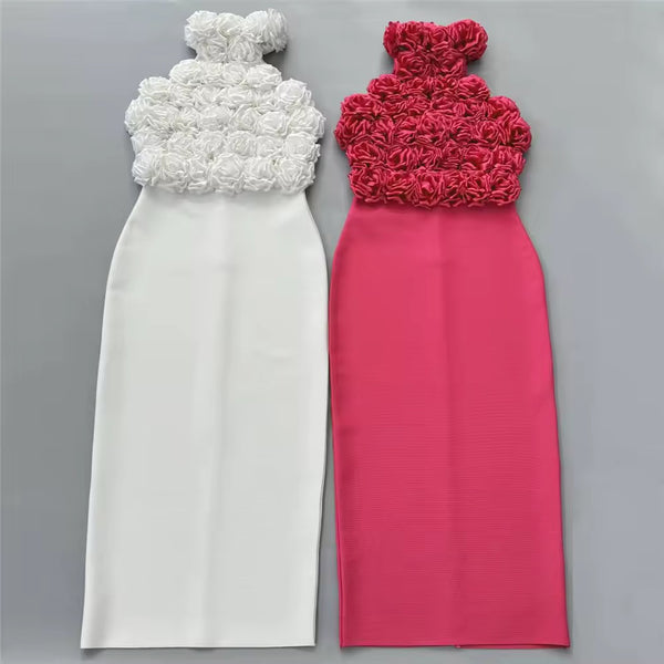 Bolawa halterneck flower bandage dress
