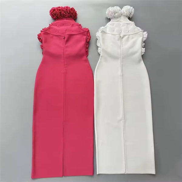 Bolawa halterneck flower bandage dress