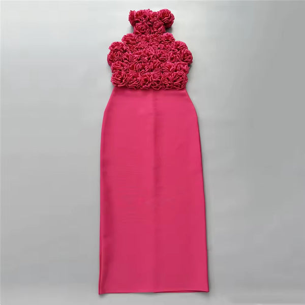Bolawa halterneck flower bandage dress