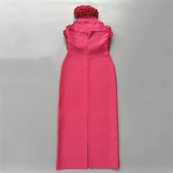 Bolawa halterneck flower bandage dress