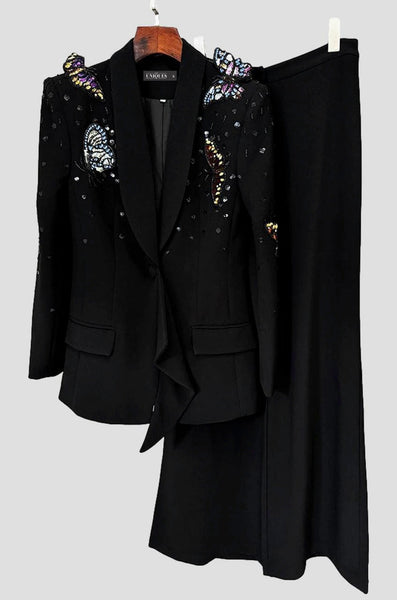Larenne Embroided Butterfly Blazer Trouser set