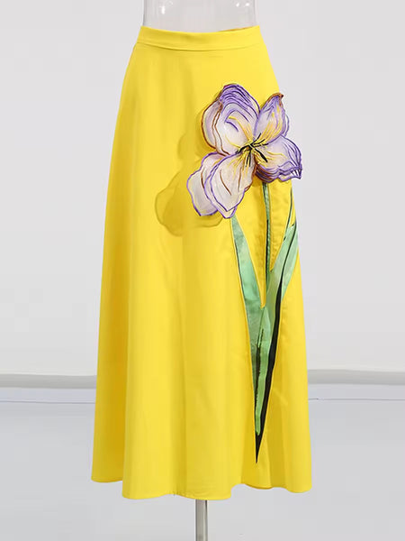 Devon floral embroidered skirt set