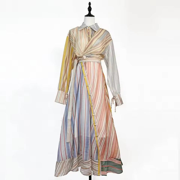 Zanzie striped asymmetrical dress