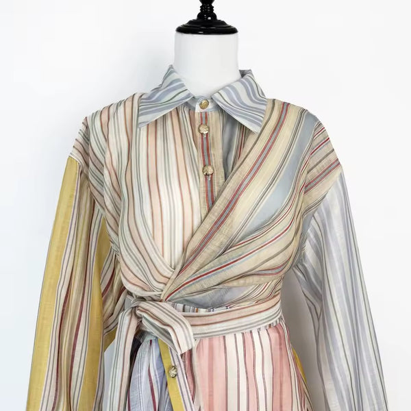 Zanzie striped asymmetrical dress