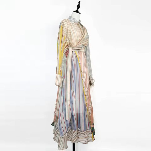 Zanzie striped asymmetrical dress