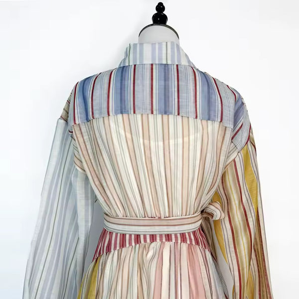 Zanzie striped asymmetrical dress