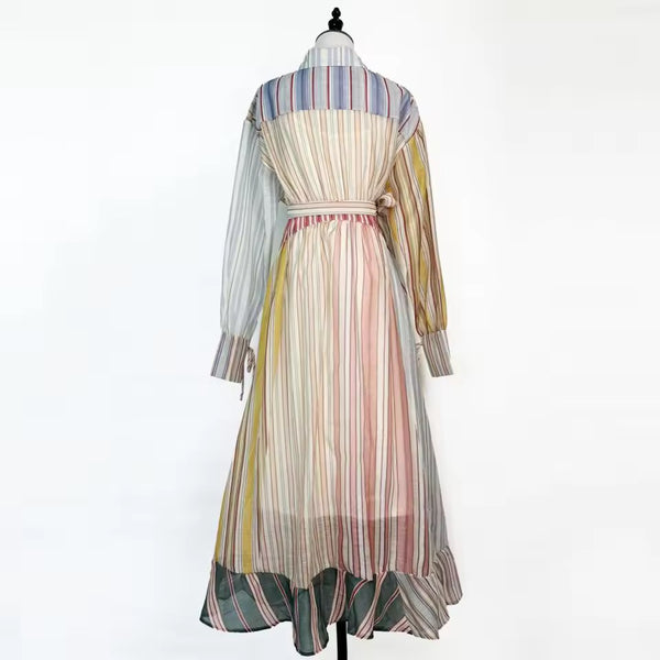 Zanzie striped asymmetrical dress