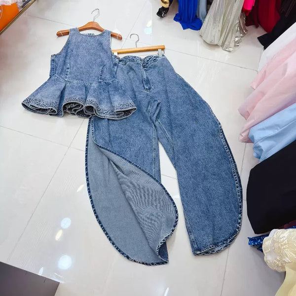 Maheen denim trouser set
