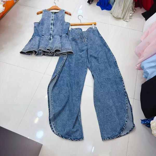 Maheen denim trouser set