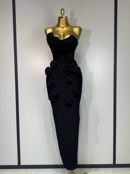 Zvisinei strapless flower bandage dress
