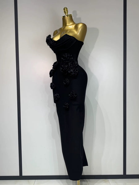 Zvisinei strapless flower bandage dress