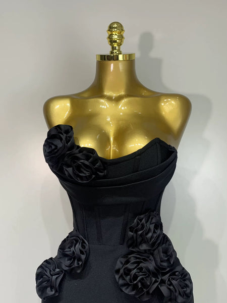 Zvisinei strapless flower bandage dress