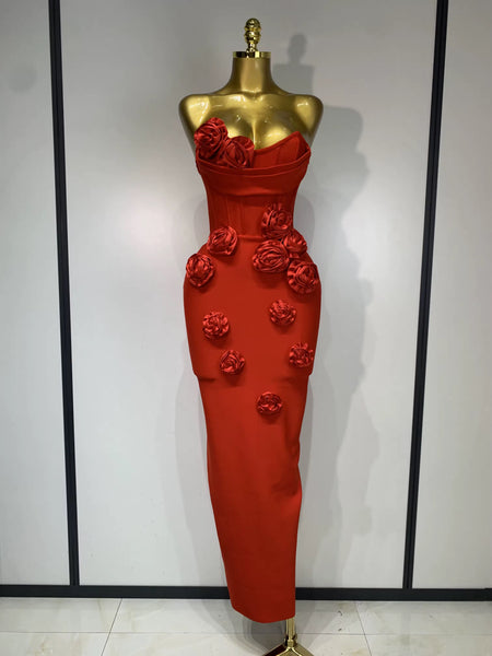Zvisinei strapless flower bandage dress