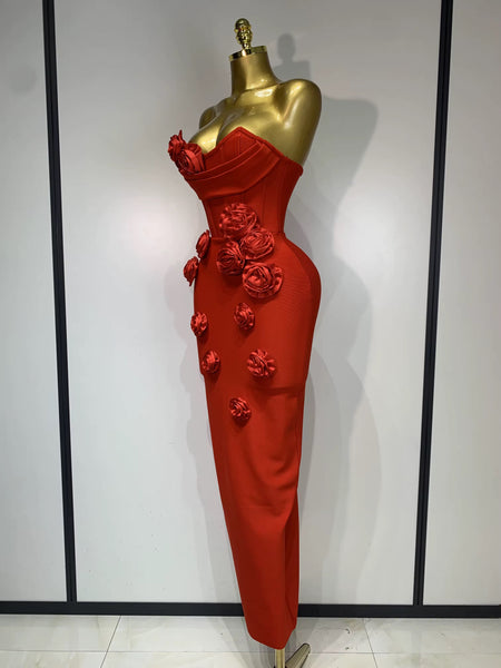 Zvisinei strapless flower bandage dress