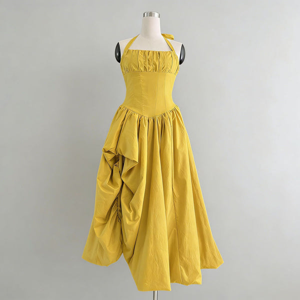 Lynnisha halter neck rouched dress