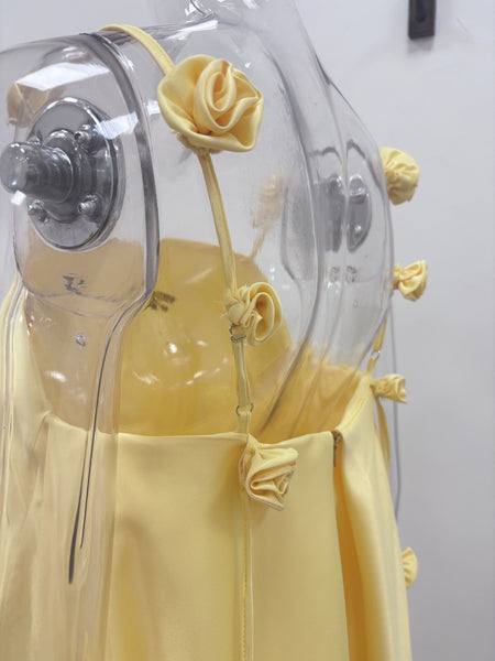 Leiann Spaghetti Strap Rose Detail Mini Dress