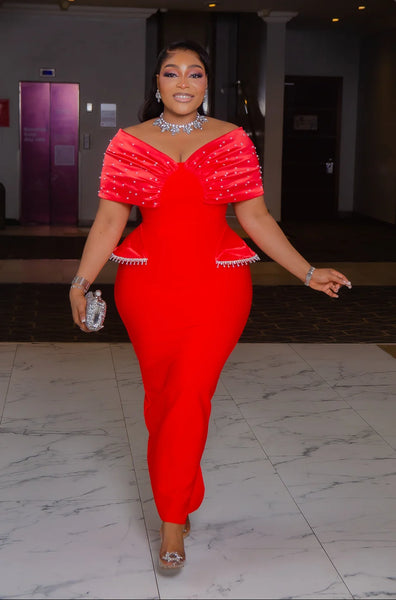 Shaneese peplum bandage dress