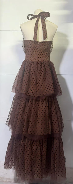 Mimi polka dot halter neck dress