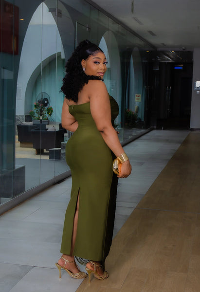 Yolinda halter neck bandage dress