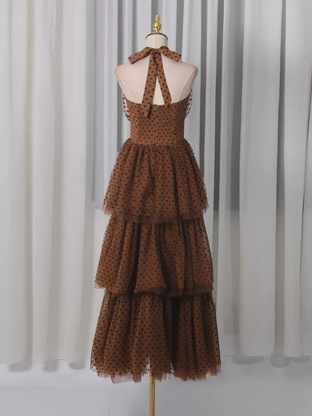 Mimi polka dot halter neck dress