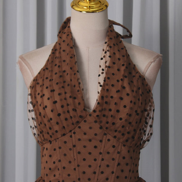 Mimi polka dot halter neck dress