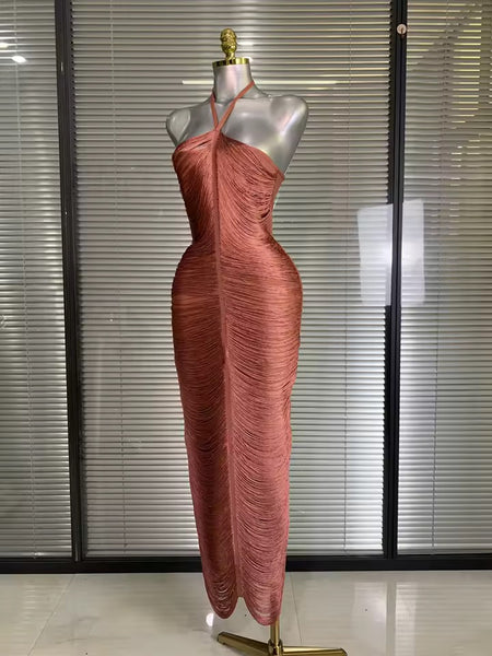 Yolinda halter neck bandage dress