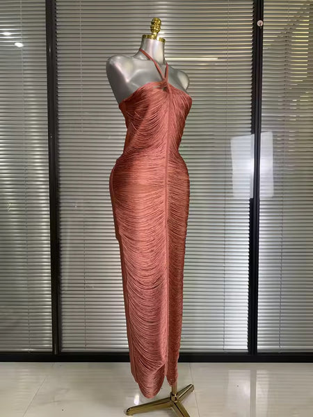 Yolinda halter neck bandage dress