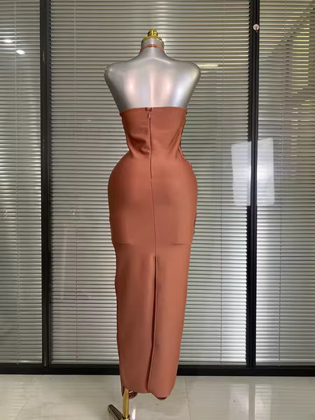 Yolinda halter neck bandage dress