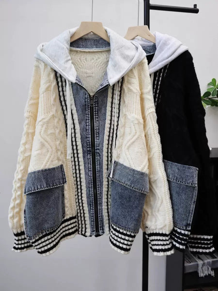 Tearra denim hoodie cardigan