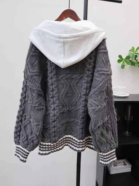 Tearra denim hoodie cardigan