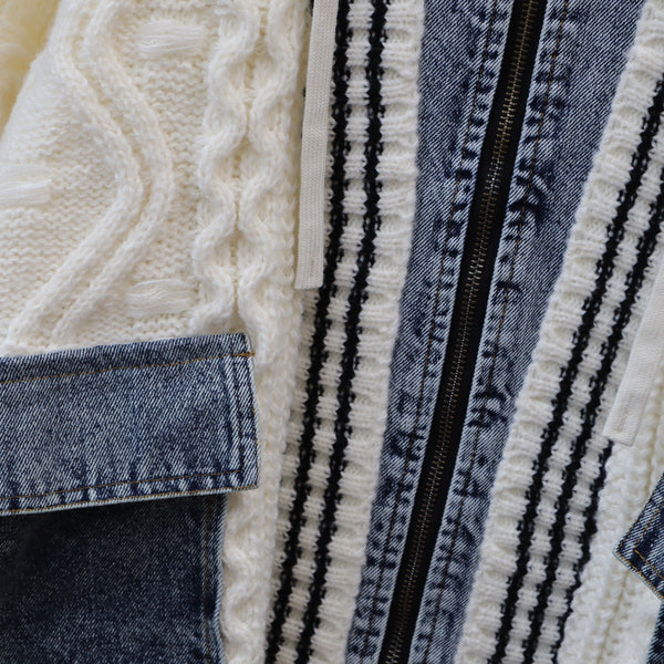 Tearra denim hoodie cardigan